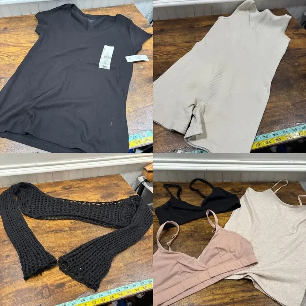 Bundle of Size S/M Clothes (16 Pieces) Tops Pants Bras Neutrals Basics - Picture 3 of 4
